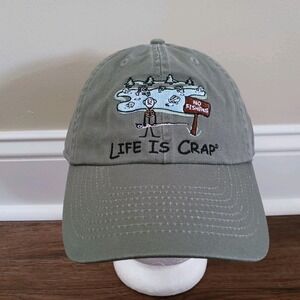 LIFE IS CRAP No Fishing Humor Unisex Hat Cap Embroidered Never Worn